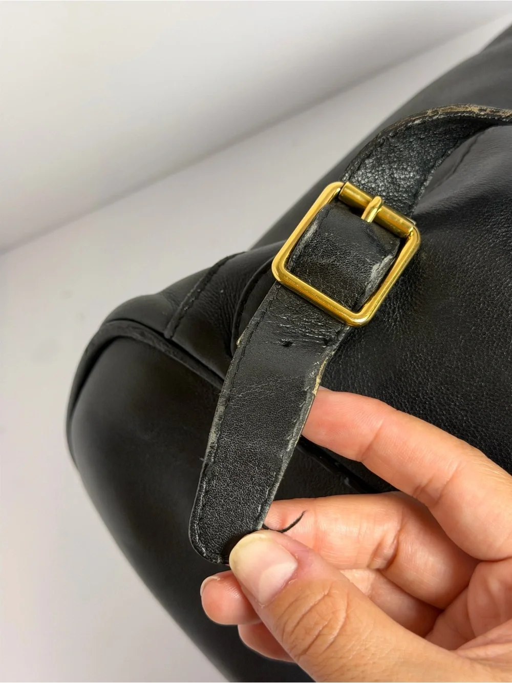 Vintage Gucci Bamboo Black Leather Backpack